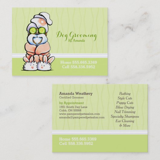 Dog Groomer Spa Robed Shih Tzu Cucumber Visitekaartje (Voorkant / Achterkant)