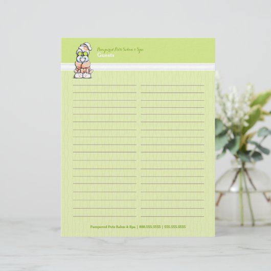 Dog Groomer Spa Robed Shih Tzu Sign-In Guest Sheet (Staand voorkant)