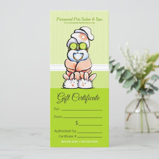 Dog Groomer Spa Shih Tzu Cucumber Gift Certificate (Staand voorkant)
