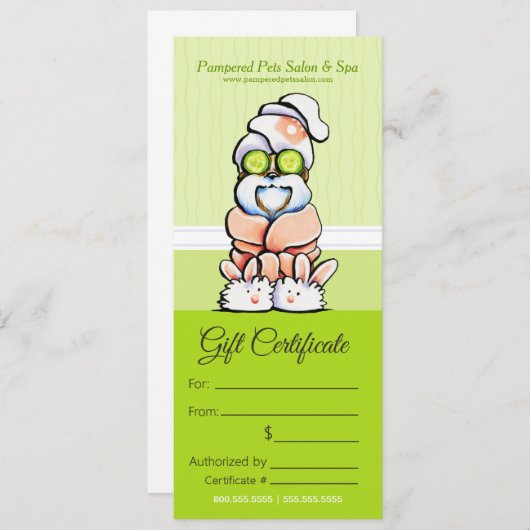 Dog Groomer Spa Shih Tzu Cucumber Gift Certificate (Voorkant / Achterkant)