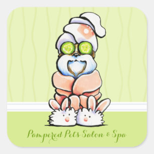 Dog Groomer Spa Shih Tzu Cucumber Marketing Vierkante Sticker