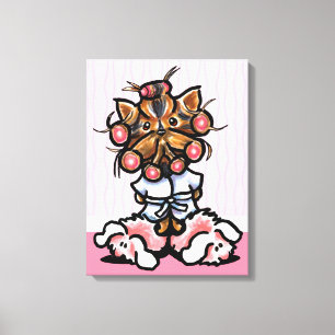 Dog Groomer Spa Yorkie Pink Canvas Afdruk