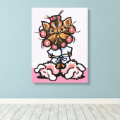 Dog Groomer Spa Yorkie Pink Canvas Afdruk (Insitu (Houten vloer))
