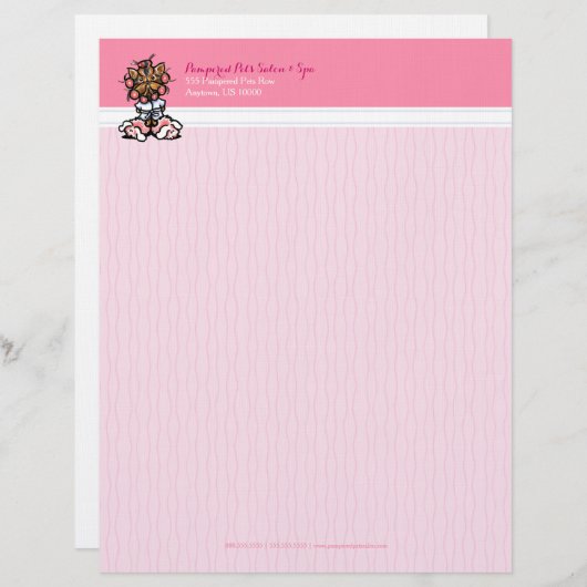 Dog Groomer Spa Yorkie Pink Persoonlijk Briefhoofd (Voorkant / Achterkant)