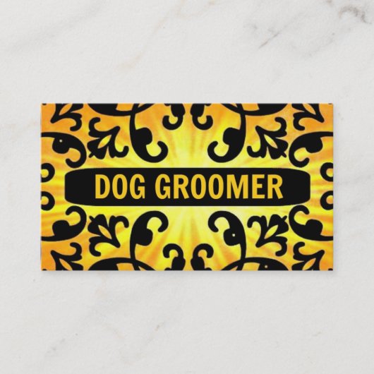 Dog Groomer Sunshine Damask Visitekaartje (Voorkant)