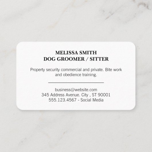 Dog Groomer | Trainer | Dierdieren | Hout Visitekaartje (Achterkant)
