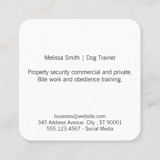 Dog Groomer | Trainer | Dog-pictogram Vierkante Visitekaartje (Achterkant)