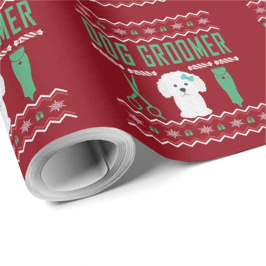 Dog Groomer Ugly KerstSweater Cadeaupapier (Rol Hoek)