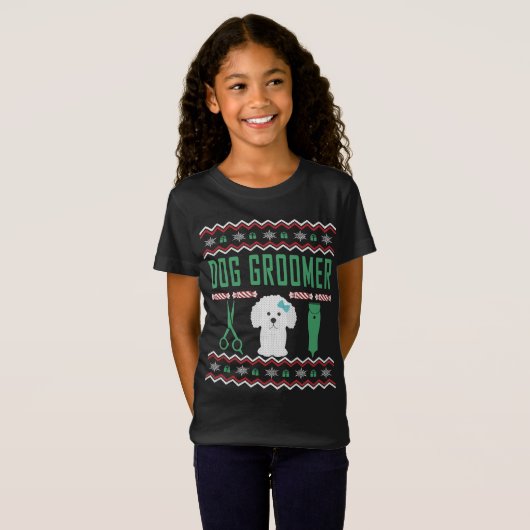Dog Groomer Ugly KerstSweater T-shirt (Voorkant volledig)