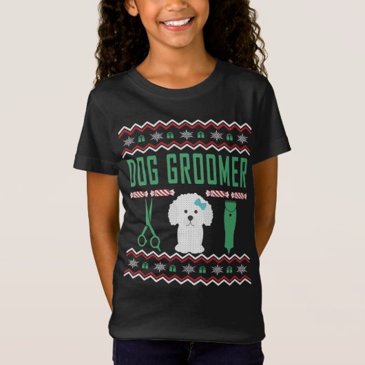 Dog Groomer Ugly KerstSweater T-shirt (Voorkant)