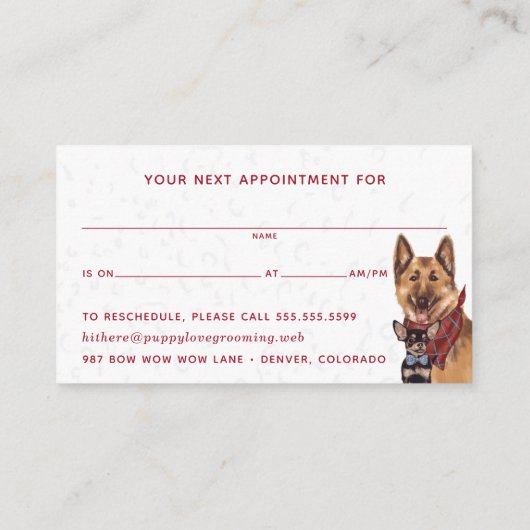 Dog Groomer Walker Sitter Appointinder Visitekaartje (Achterkant)