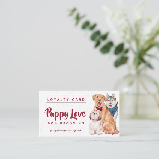 Dog Groomer Walker Sitter Loyalty Visitekaartje (Staand voorkant)