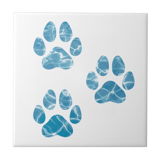 Dog Groomer Wash Paws Prints Waterverf Water Tegeltje (Voorkant)