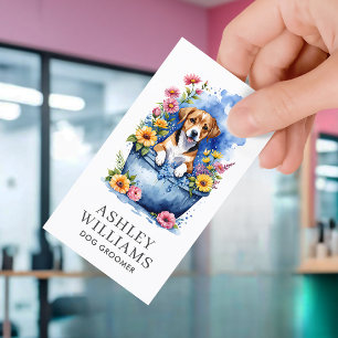 Dog Groomer Waterverf QR-code Visitekaartje