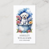 Dog Groomer Waterverf QR-code Visitekaartje (Voorkant)