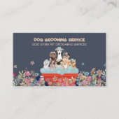 Dog Grooming Bath Bed Floral boho Visitekaartje (Voorkant)