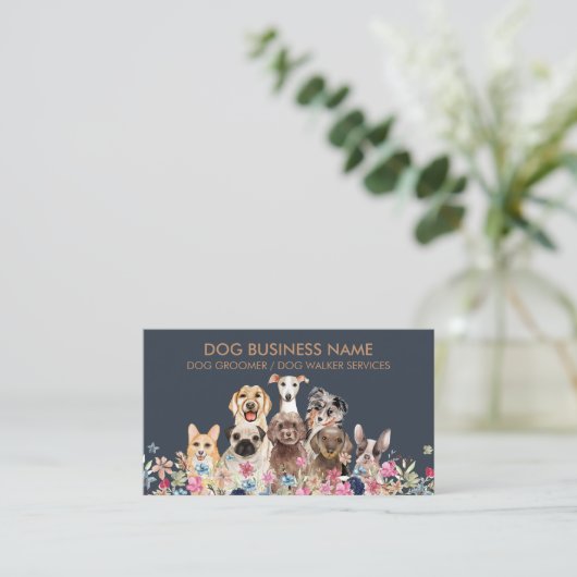 Dog grooming boutique pet sitter puppy walker visitekaartje (Staand voorkant)