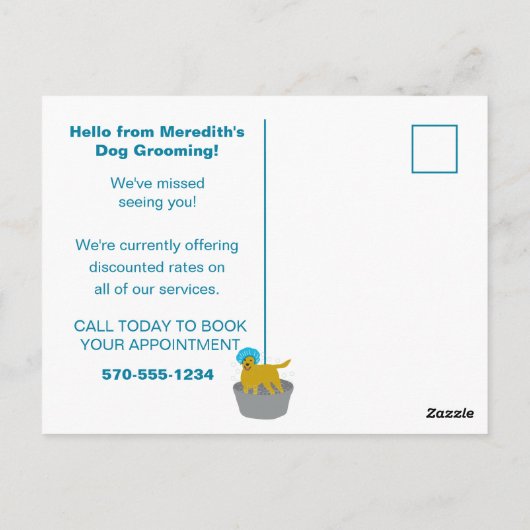 Dog Grooming Business Dog Groomers Promotie Briefkaart (Achterkant)