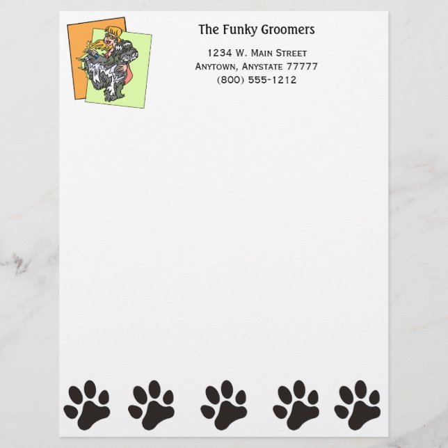 Dog Grooming Business Letterhead Briefhoofd Ontwerp (Voorkant)
