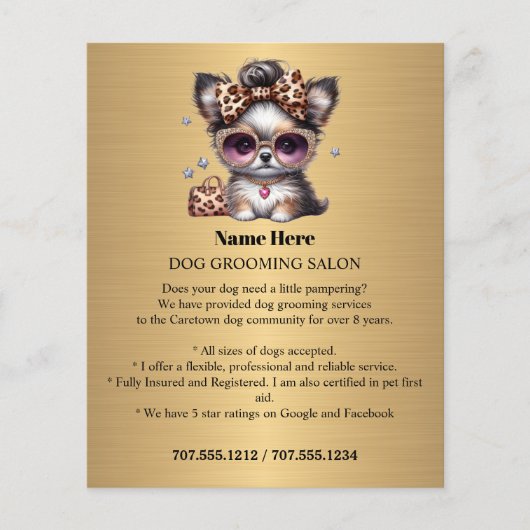 Dog grooming business personalized flyer (Voorkant)