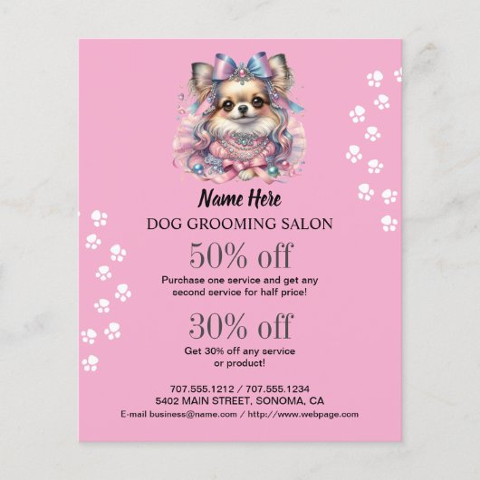 Dog grooming business personalized flyer (Voorkant)