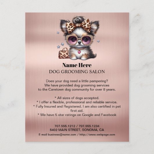 Dog grooming business personalized flyer (Voorkant)