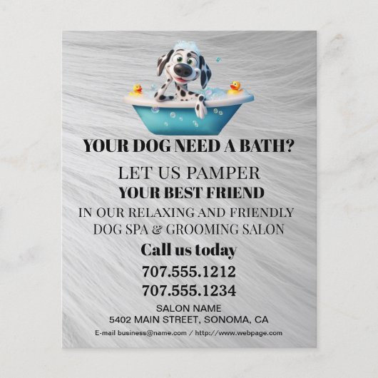 Dog grooming business personalized flyer (Voorkant)