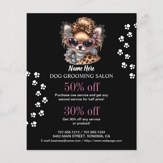 Dog grooming business personalized flyer (Voorkant)