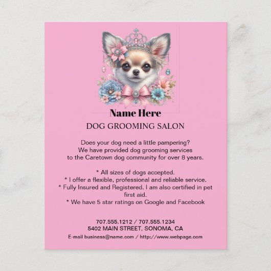 Dog grooming business personalized flyer (Voorkant)