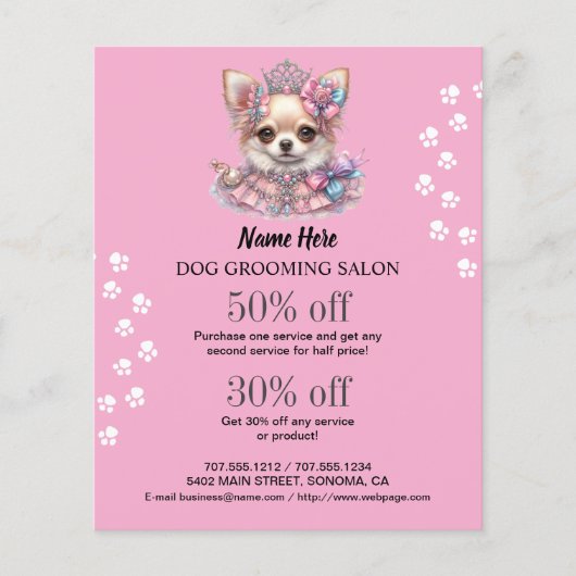 Dog grooming business personalized flyer (Voorkant)