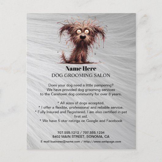 Dog grooming business personalized flyer (Voorkant)