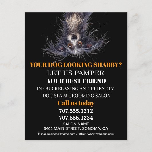 Dog grooming business personalized flyer (Voorkant)