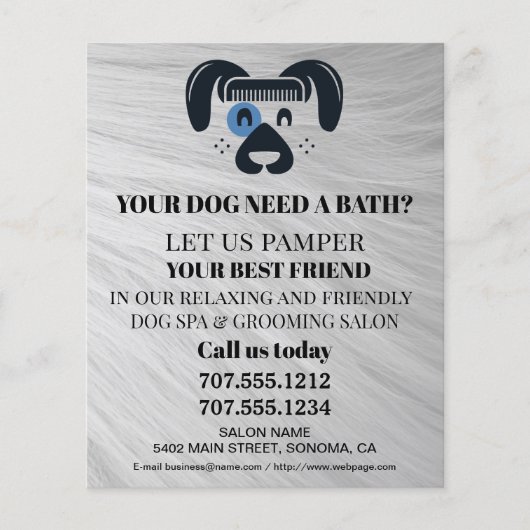 Dog grooming business personalized flyer (Voorkant)