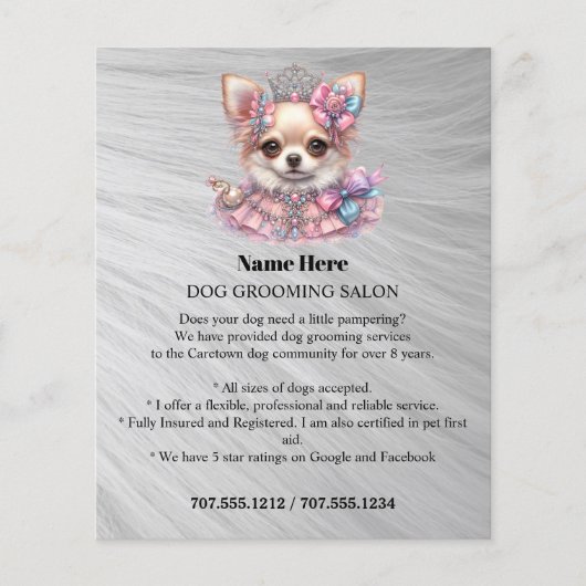 Dog grooming business personalized flyer (Voorkant)