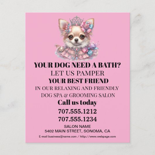 Dog grooming business personalized flyer (Voorkant)