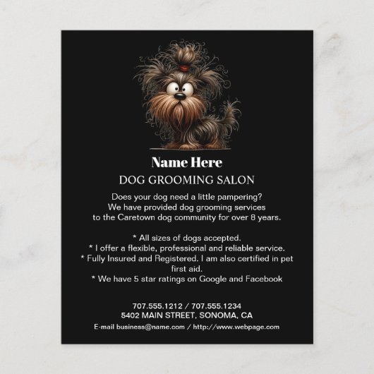 Dog grooming business personalized flyer (Voorkant)