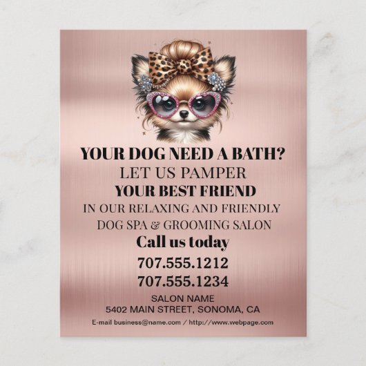 Dog grooming business personalized flyer (Voorkant)