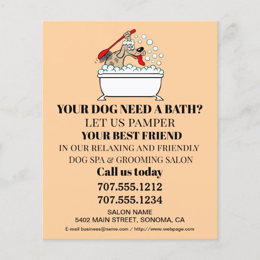 Dog grooming business personalized flyer (Voorkant)
