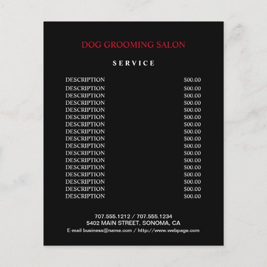 Dog grooming business personalized flyer (Achterkant)