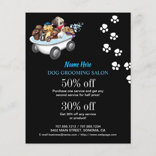 Dog grooming business personalized flyer (Voorkant)
