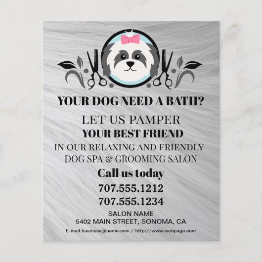 Dog grooming business personalized flyer (Voorkant)