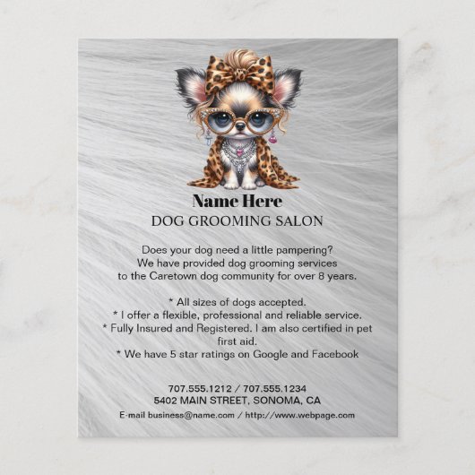 Dog grooming business personalized flyer (Voorkant)