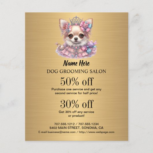 Dog grooming business personalized flyer (Voorkant)