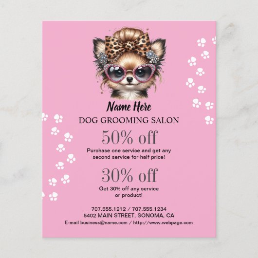 Dog grooming business personalized flyer (Voorkant)