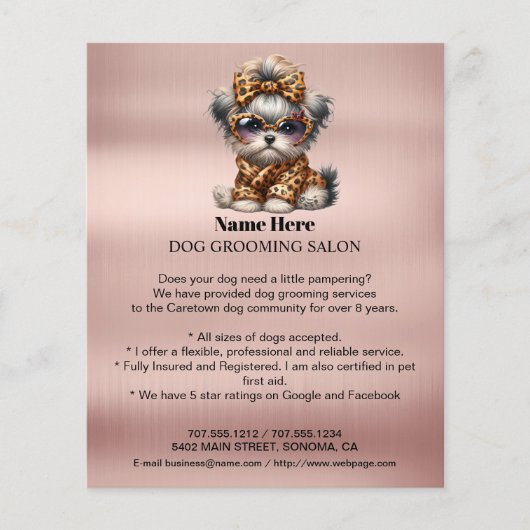 Dog grooming business personalized flyer (Voorkant)
