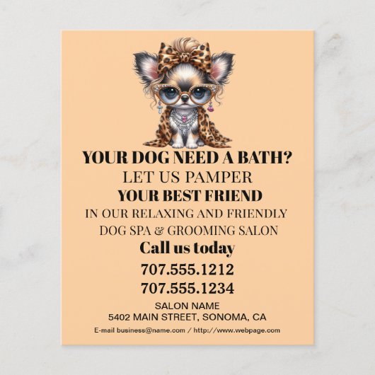 Dog grooming business personalized flyer (Voorkant)