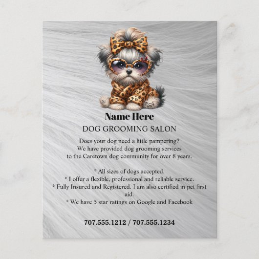 Dog grooming business personalized flyer (Voorkant)