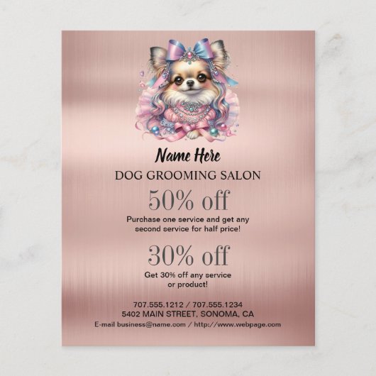 Dog grooming business personalized flyer (Voorkant)