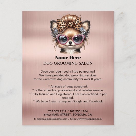Dog grooming business personalized flyer (Voorkant)