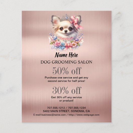 Dog grooming business personalized flyer (Voorkant)